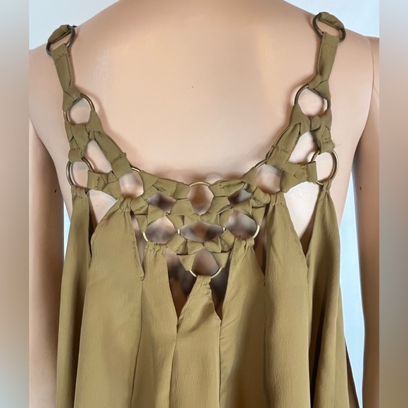 Free People Hoop-Knotted Flowy Tank Top, Brown |XS - Picture 5 of 10